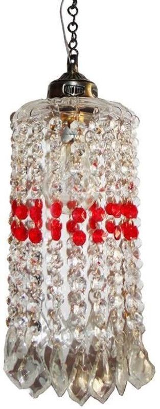 Shri Mahal Antiques Crystal Hanging Light Chandelier Ceiling Lamp  (Red, Clear)