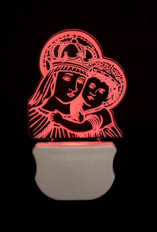 A Singh The Mother Mary 3D Illusion Night Lamp Comes with 7 Multicolor and 3D Illusion Design Suitable for Room,Drawing Room,Lobby Night Lamp  (12 cm, White)