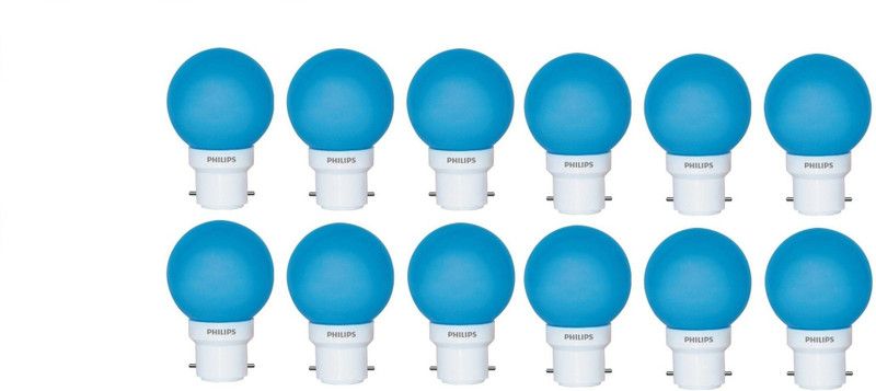 PHILIPS 0.5 W Round B22 LED Bulb  (Blue, Pack of 12)