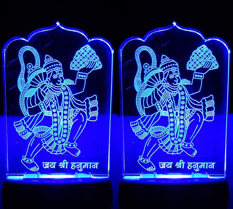 Dikhsa The Hanuman ji 3D Illusion Night Lamp Comes with 7 Multicolor(PACK OF 2) Night Lamp  (12 cm, Multicolor)
