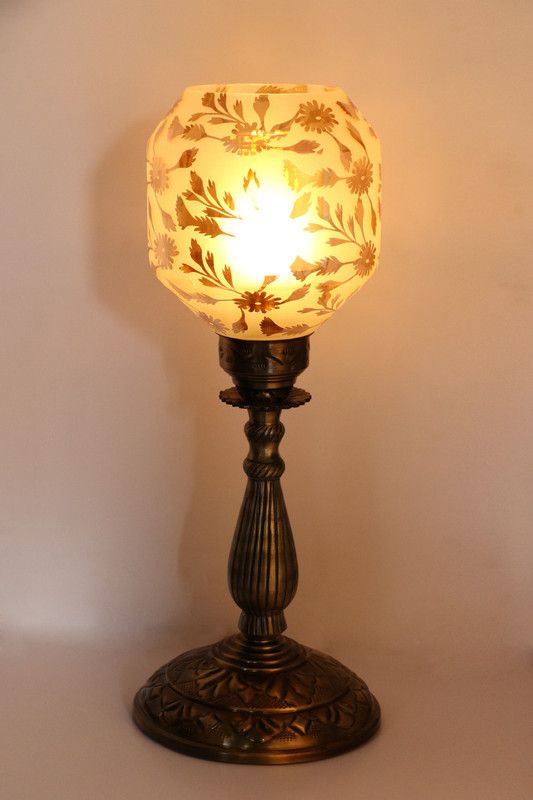 AFAST New And Trendy Designe Antique Central Table Lamp With Designer Glass & High Quality Stand For Imperial Feeling-BD6 Table Lamp  (54 cm, Gold)