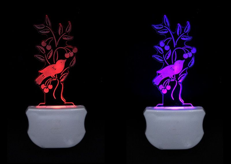 GENIUS ARS The Bird 3D illusion Led Night Lamp comes with 7 Multicolor (Pack of 2) Night Lamp  (12 cm, Multicolor)