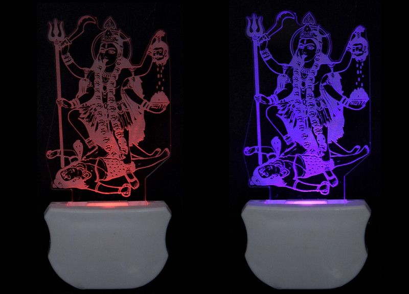 Kartik Craft The Kali Mata 3D illusion Led Night Lamp comes with 7 Multicolor (Pack of 2) Night Lamp  (12 cm, Multicolor)