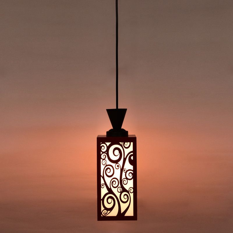 Mitansh Wooden Hanging Lamp Style Hanging Lamp Creative Wood Pendant Light Lamp suitable for Living Room,Foyer,Bedroom,Hallway Pendants Ceiling Lamp  (Red, Black)