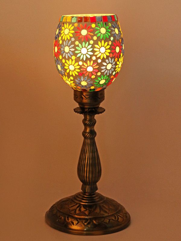 AFAST New Designer Central Table Lamp With Colorful Glass Decorative With Colorful Beads & Chips & High Quality Stand AA3 Table Lamp  (55 cm, Multicolor, Gold)