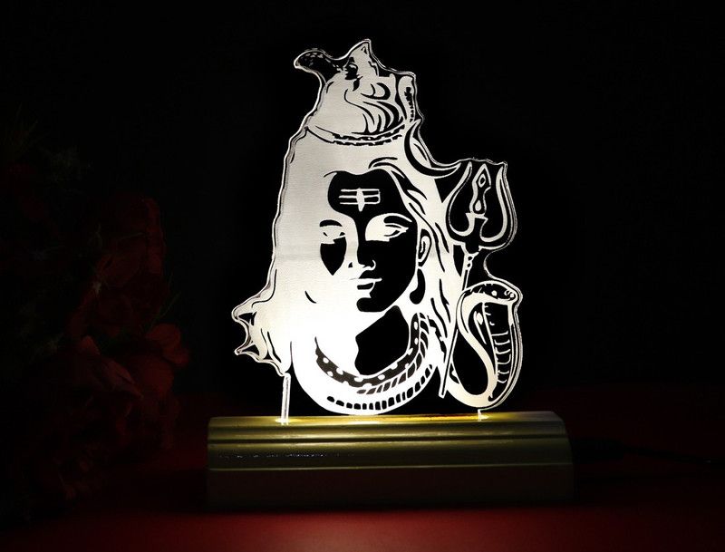Goddess The Lord Shiv 3D illusion Acrylic Table Lamp(Color-Cream) Table Lamp  (17 cm, Yellow)