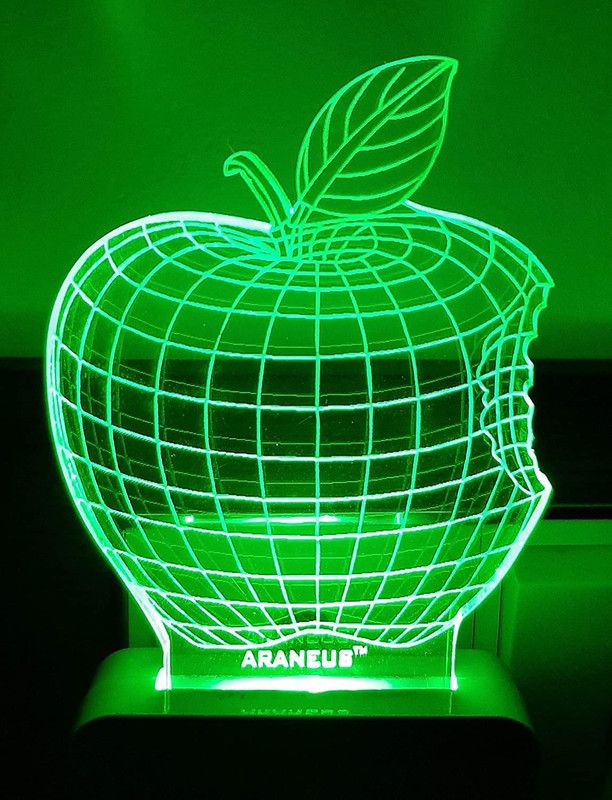 UNICEPT Apple Shaped 3D Illusion Multicolour Night Lamp with 7 Color Changing Light for Gift,for Bedroom,Living Room Led Acrylic Night Lamp(10cm,multicolor) Night Lamp  (12 cm, Multicolor)