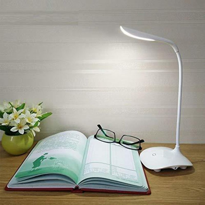 Kwikk Desk Table Lamp for Study and Office use with adjustable Height and Light Study Lamp  (15 cm, White)