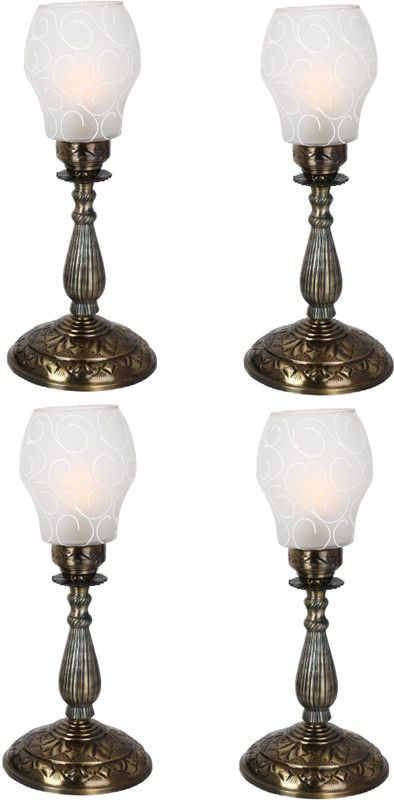 AFAST New Designer Bed Corner & Central Table Lamp With Colorful Decorative Glass And Royal Look High Quality Stand nx94 Table Lamp  (55 cm, White, Gold)