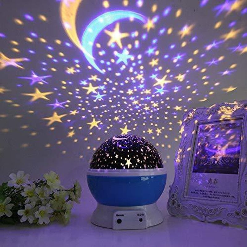 riyu retails Star moon night light rotating LED Night Lamp Night Lamp Diwali Light Night Lamp  (15 cm, Multicolor)