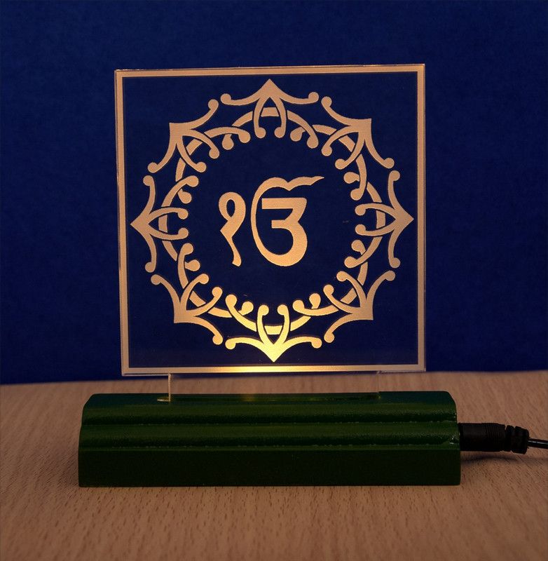 GORVA The Ek Onkar 3D illusion Acrylic Table Lamp(Color-Forest Green) Table Lamp  (17 cm, Forest Green)