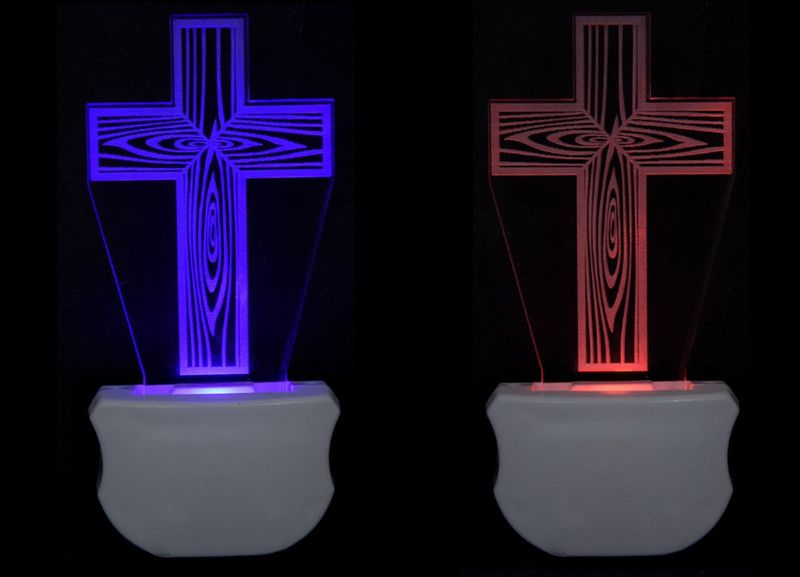 SVSDECO The Christian Cross 3D illusion Led Night Lamp comes with 7 Multicolor lighting effect , Suitable for Room,Drawing Room,Lobby (Pack of 2) Night Lamp  (12 cm, Clear)