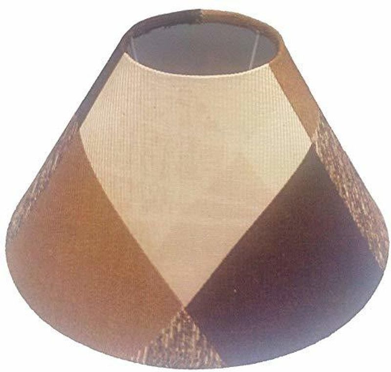 Gauri Collection 10 Inches Brown Checks Color Table Lamp Shade Table Lamps Lamp Shade  (Fiber, Iron, Plastic)