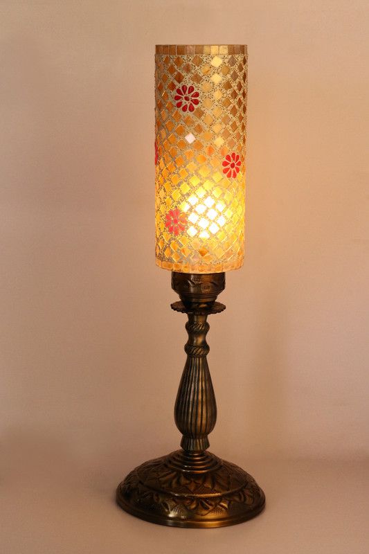 AFAST New Designer Central Table Lamp With Colorful Long Glass Decorative With Colorful Beads & Chips & High Quality Stand_X35 Table Lamp  (65 cm, Multicolor, Gold)