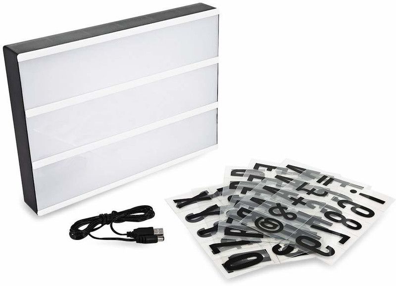 Mauzity Cinematic Light Box with 96 Letters A4 Size Table Lamp  (21 cm, White)