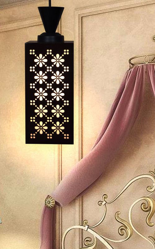 MIPR Wooden Hanging Lamp Style Hanging Lamp Creative Wood Pendant Light Lamp suitable for Living Room,Foyer,Bedroom,Hallway Pendants Ceiling Lamp  (Black)