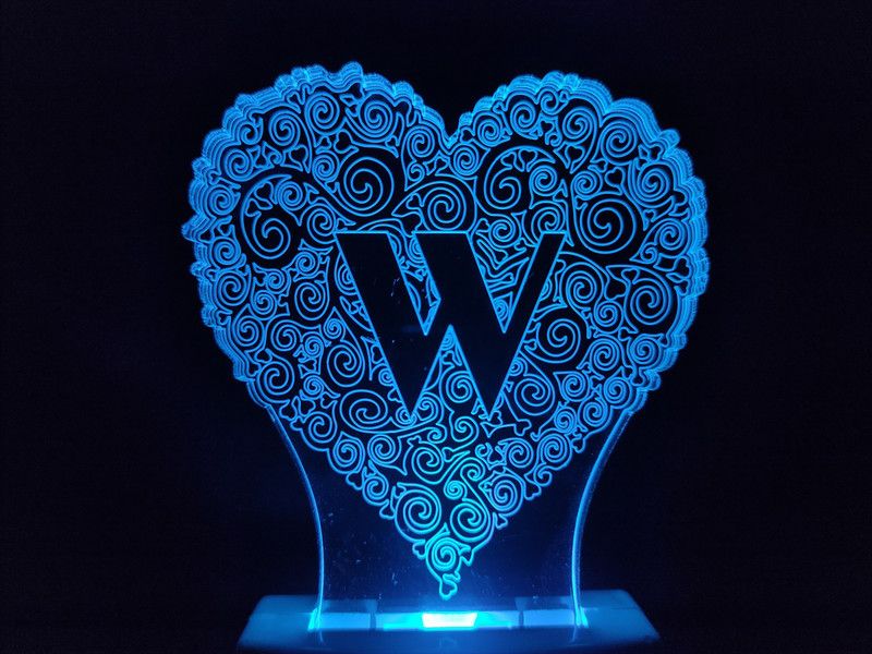 ALPHABET W Acrylic 3D Illusion RGB 7 Colour Changing LED Plug and Play Night Lamp  (10 cm, D0149-ALPHABET W)