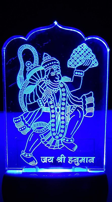 A Singh The Hanuman ji 3D Illusion Night Lamp Comes with 7 Multicolor and 3D Illusion Design Suitable for Room,Drawing Room,Lobby Night Lamp  (12 cm, Clear)