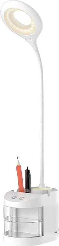 Flabo Rechargeable Desk Lamp with Organizer, Phone Holder, Night Light, Table Lamp for Dorm Room Study Desk Light Table Lamp  (40 cm, White)