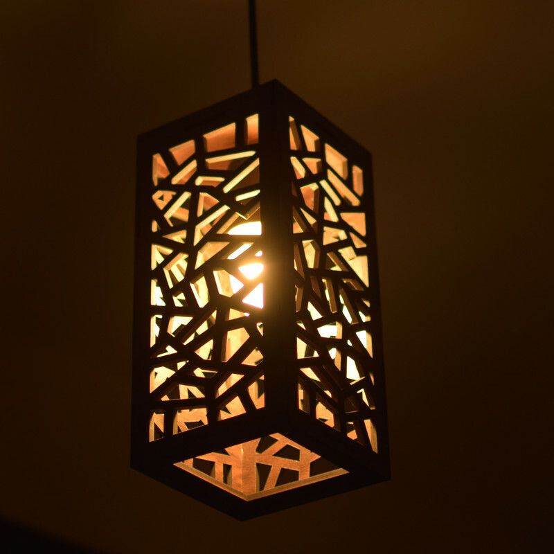 Mk Unique Wooden Hanging Ceiling Decorative Pendant Light for Home, Living Room or Bedroom Pendants Ceiling Lamp  (Brown)