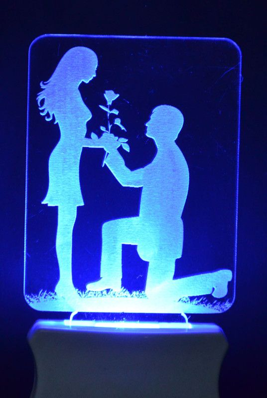Bertram The Propose Couple 3D Illusion Night Lamp Comes with 7 Multicolor Night Lamp  (12 cm, Multicolor)