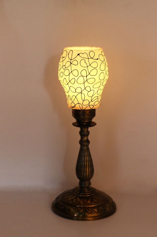 AFAST New Designer Bed Corner & Central Table Lamp With Colorful Decorative Glass And Royal Look High Quality Stand AE10 Table Lamp  (56 cm, White, Gold)