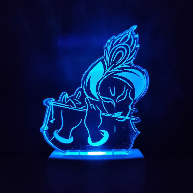 kampbros KRISHNA Acrylic 3D Illusion RGB 7 Colour Changing LED Plug and Play Night Lamp  (10 cm, D0010-KRISHNA)