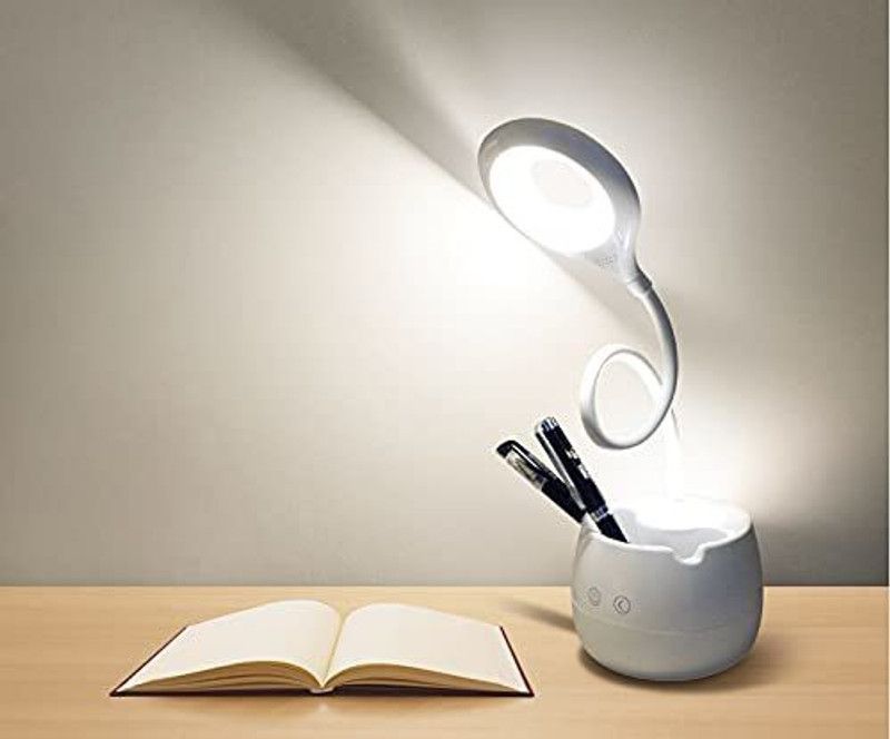 Nirvair Rechargeable LED Touch On/Off Dimmer Table Lamp with Children Eye Protection Study Lamp  (4 cm, Black&White)
