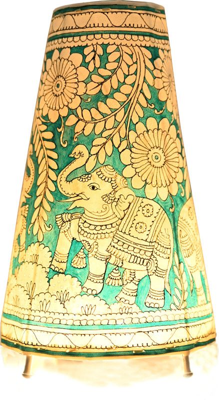 SHILP KATHA Elephant Lamp of Andhra Pradesh Table Lamp  (33 cm, Teal, Aqua)