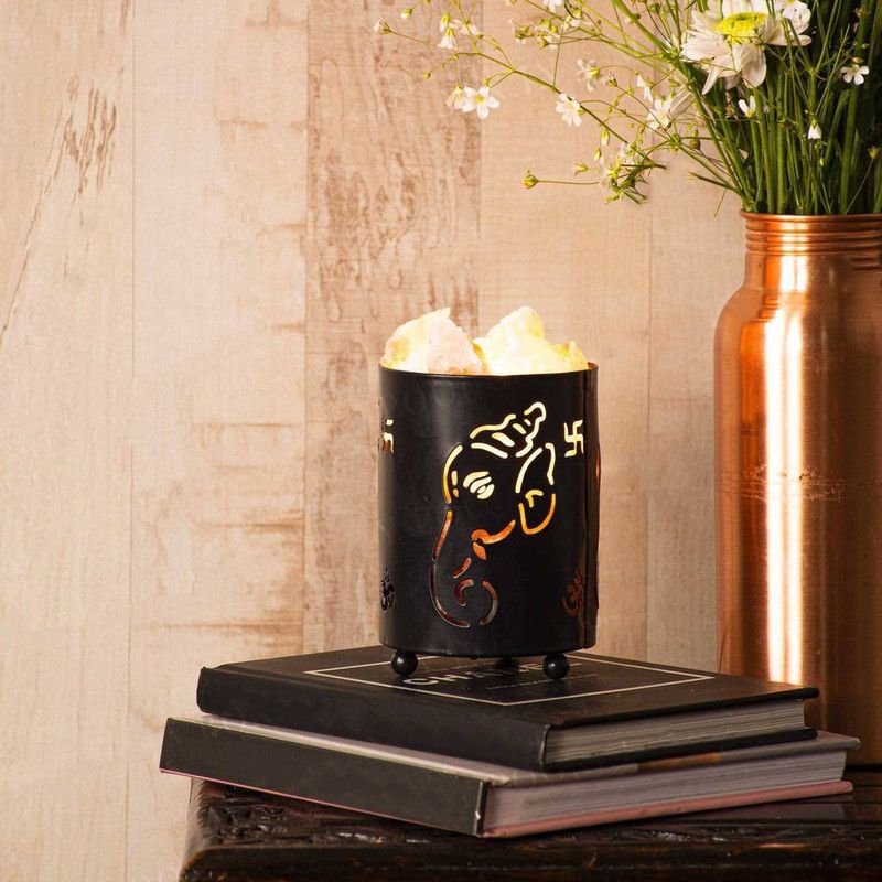GLOBAL AROMA Mini Ganesha Table Lamp  (13 cm, Black)