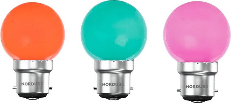 NORDUSK 0.5 W Round B22 LED Bulb  (Orange, Green, Pink, Pack of 3)