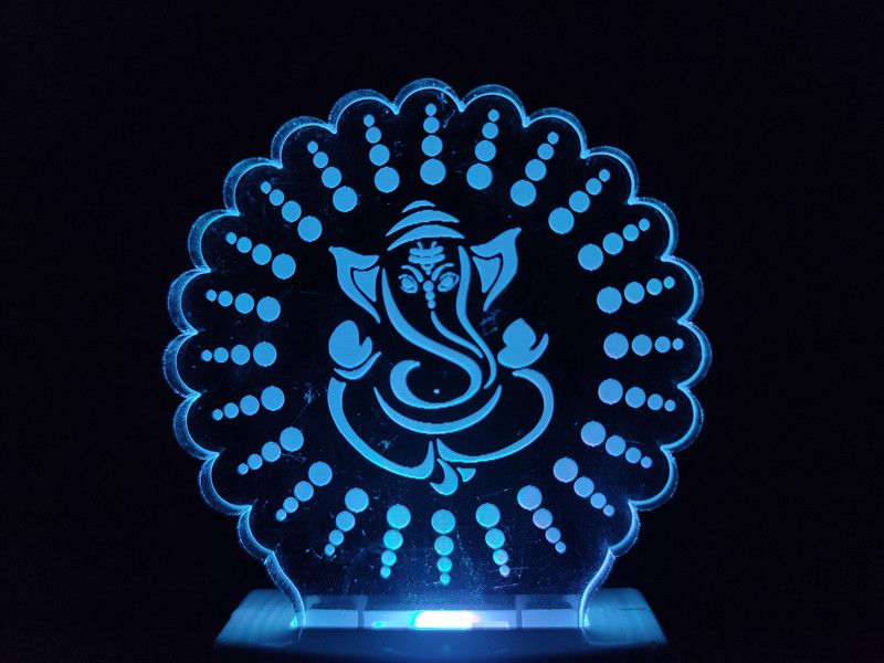 SKOAL GANESHA IN CHAKRA Acrylic 3D Illusion RGB 7 Colour Changing LED Plug and Play Night Lamp  (10 cm, D0074-GANESHA IN CHAKRA)