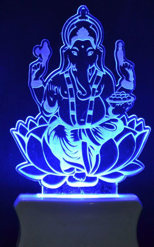 A Singh The Lord Ganesh 3D Illusion Night Lamp Comes with 7 Multicolor and 3D Illusion Design Suitable for Room,Drawing Room,Lobby Night Lamp  (12 cm, Multicolor)