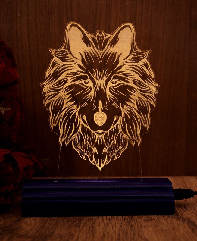 Goddess The Wolf 3D illusion Acrylic Table Lamp(Color-Violet) Table Lamp  (17 cm, Violet)