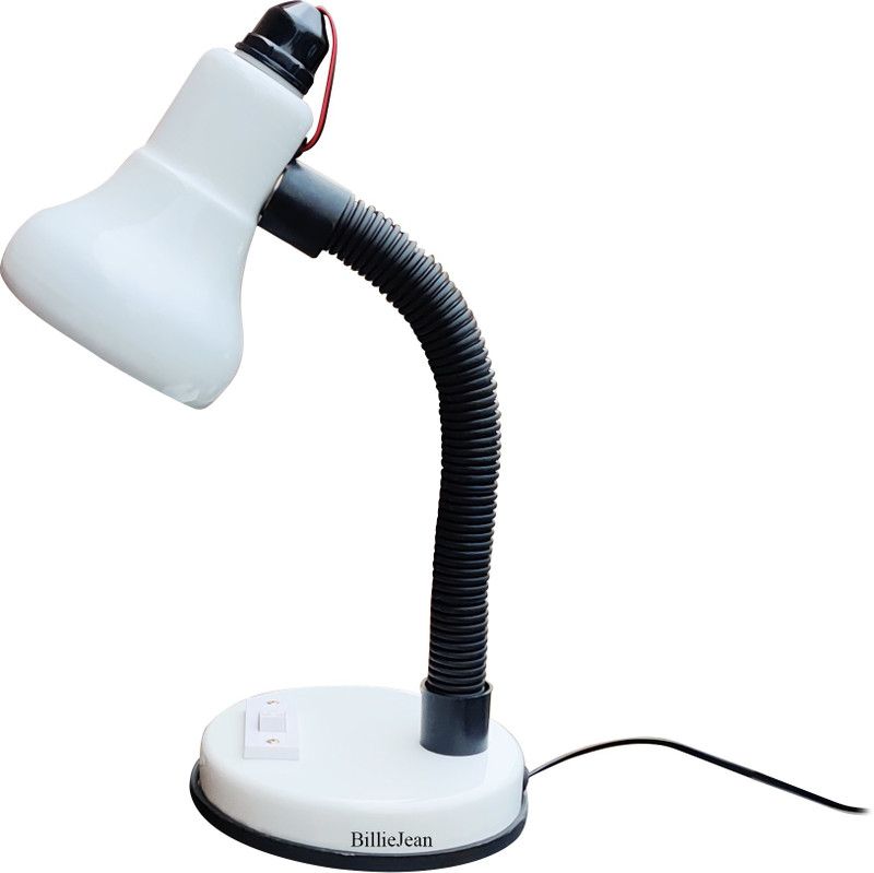 BillieJean White Snow Round Table Lamp  (38 cm, White)