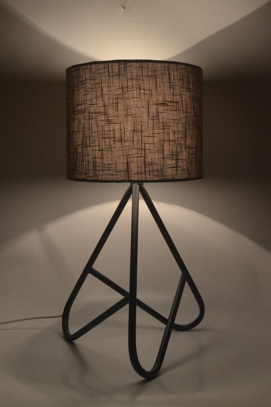 wowcrafts Handmade Fabric Shade Metal Base Bedside Night Decorative Table Lamp  (56 cm, Grey)