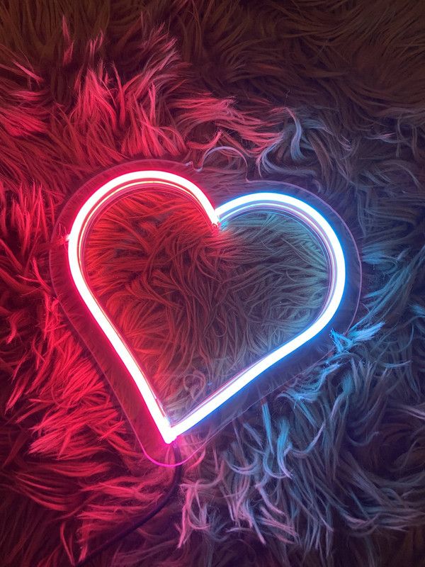 Dual Color Heart Led Neon Sign Perfect Valentine Day Home Decor Room Party Café Night Lamp  (19.05 cm, Multi)