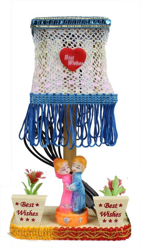 BlankLeaf Wooden Couple Lamp Living Room Bedroom Table Lamp  (22 cm, Multicolor)