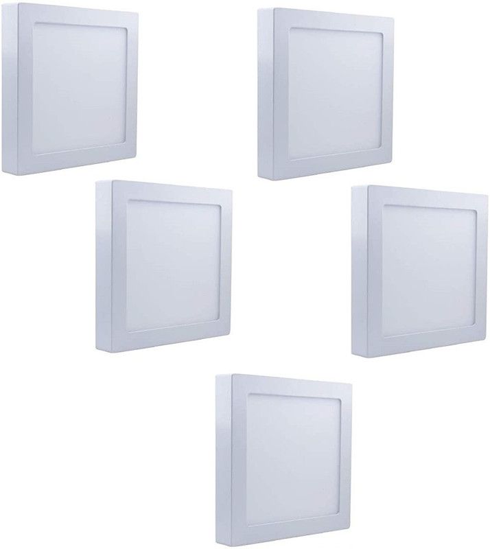 OPine 12-Watt Square Shape Cool Day White Led Surface Mounted Light for Home, Office, Kitchen, Hallway, Living Room Flush Light Fittings ( Set of 5 ) Recessed Ceiling Lamp  (White)