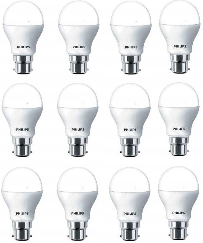 PHILIPS 8.5 W Round B22 LED Bulb  (White, Pack of 12)