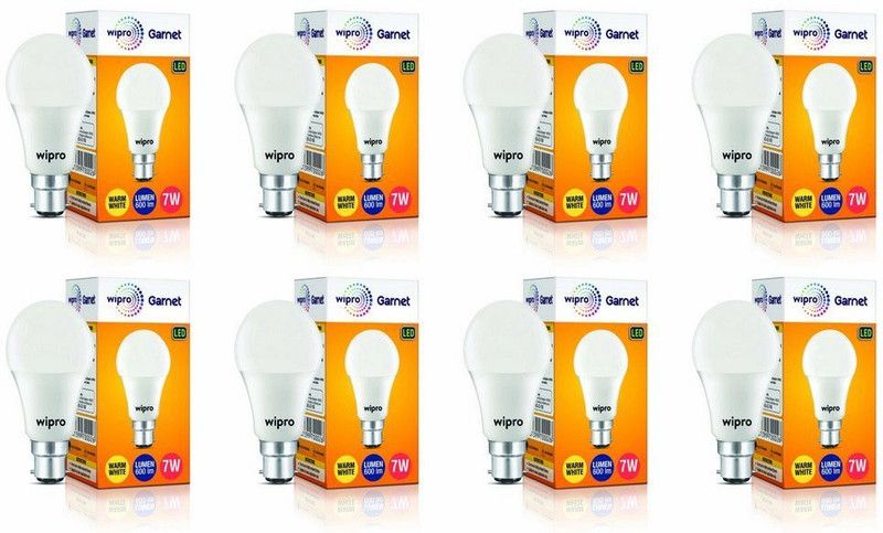 Wipro 18 W Standard B22 LED Bulb  (White, Pack of 8)