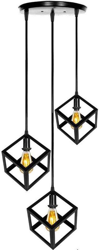 HOME CRAFT THEME ® Cube Three Metal Light, Metal Cube Ceiling Light, Ceiling Lamp, Pendants Ceiling Lamp  (Black)