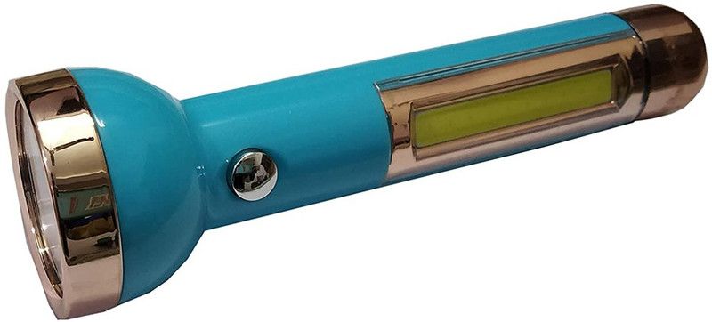JPRO C 2 in 1 LED 2+2W Flashlight Rechargeable with 8hr Runtime 200m Long Range Torch  (Blue, 15 cm, Rechargeable)