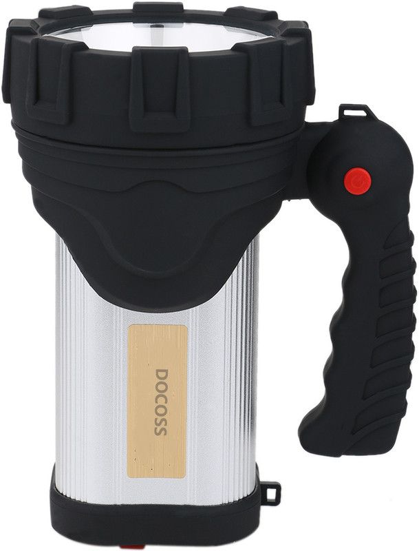 DOCOSS Royal Silver 40W Rechargeable Waterproof Long Range & Ultra Bright Laser Search Light Emergency Led-C Torch  (Silver, 21 cm, Rechargeable)