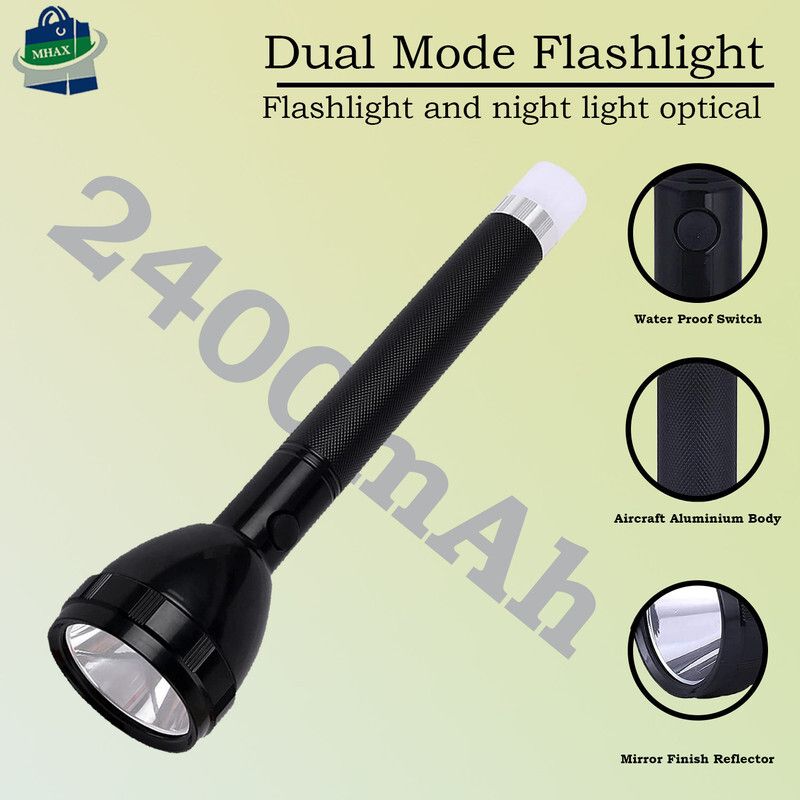 MHAX Waterproof LED 50W Flashlight Torch Long Range LED torch Light Rechargeable Torch  (Black, 27 cm, Rechargeable)