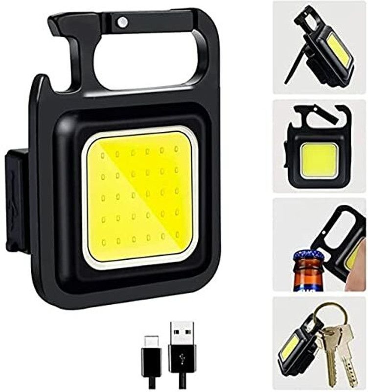 Mini COB LED Flashlight Bright Mini Keychain Light LED Front Rear Light Torch  (Black : Rechargeable)