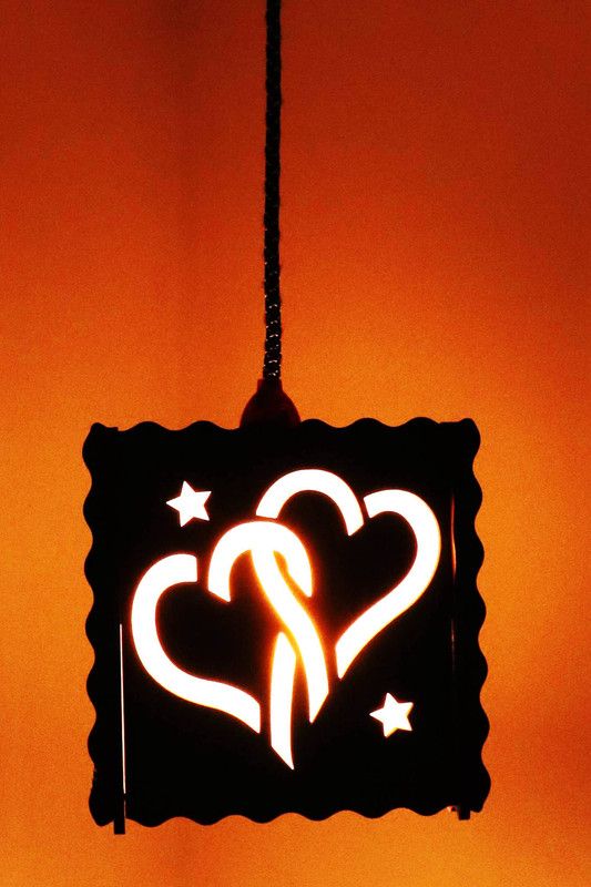 US DZIRE 522 Love Ceiling Light Wooden Pendant lamp Shade (with Bulb) Handcraft Artistic Hanging Night Lamp Pendants Ceiling Lamp  (Brown)
