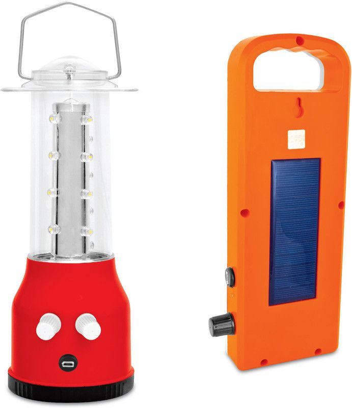 THUNDER COMBO LED LIGHT OFFER ROYAL POWER + COMMANDO SOLAR WITH CHARGER 4 hrs Lantern Emergency Light  (Red)
