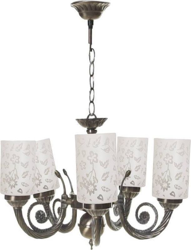 AFAST Chandeliers Of Five Colorful Decorative Glass shade In Metal For Roya Bright Lighting Decoration-CX16 Chandelier Ceiling Lamp  (Multicolor)