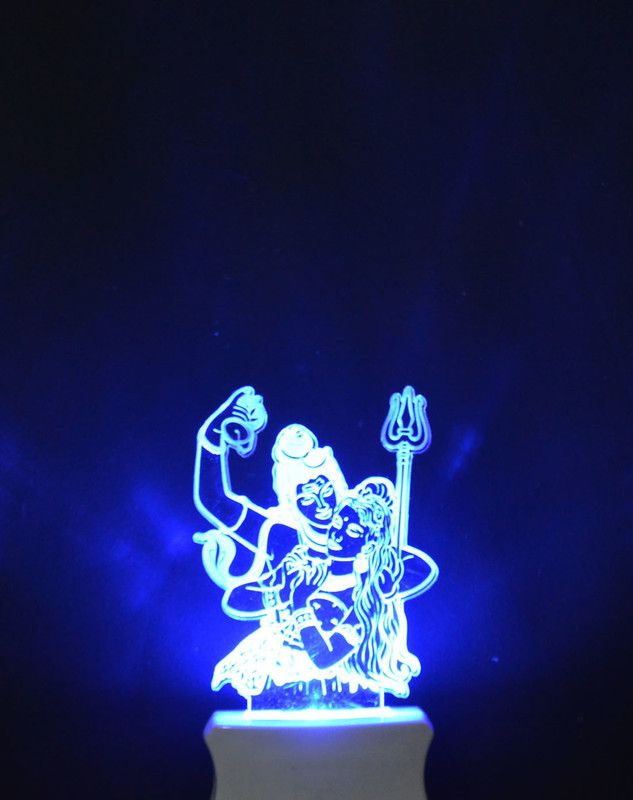 Mobiurja The Lord Shiv Parvati 3D Illusion Night Lamp Comes with 7 Multicolor and 3D Illusion Design Suitable for Room,Drawing Room,Lobby Night Lamp  (12 cm, White)